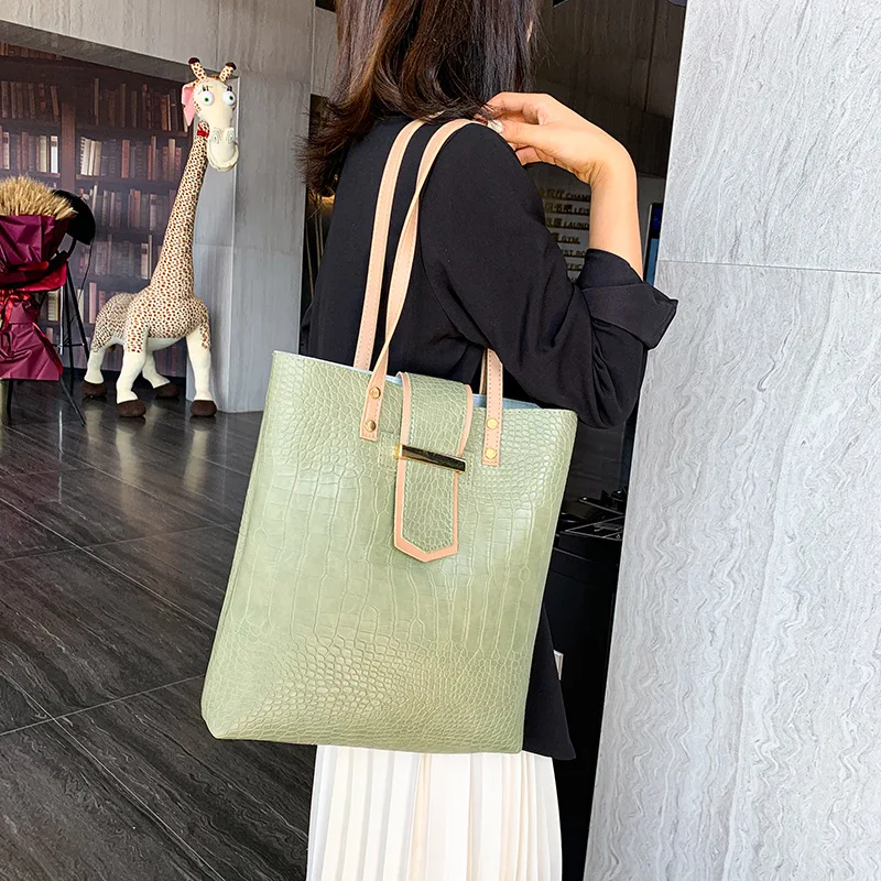 

Popular Bag Women's 2019 New Style Fashion Korean-style Versatile Shoulder Large Bag Stone Pattern Textured Bag Fashion Handbag