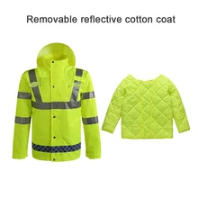 Защитный дождевик со стеганой курткой, защитный дождевик, куртка для дорожного движения, водонепроницаемая Светоотражающая, высокая видимость для взрослых