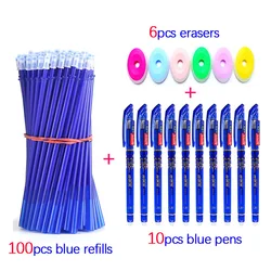 Ensemble de stylos gel magique effaçables de 0,5mm avec poignée lavable, 100 + 16 pièces, recharges pour école, bureau, fournitures d'écriture Kawaii, papeterie, 