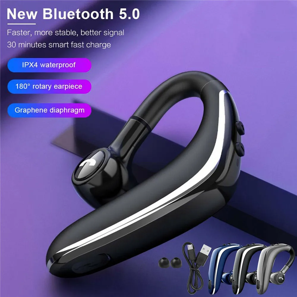 Fast Charge In ear Bluetooth Earpiece Business Driving Wireless Headset Sports Sweat proof 5 0 Earphone Long Standby For Phone