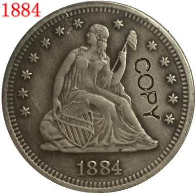США 1884 LIBERTY seat четверть долларов копии монет | Дом и сад