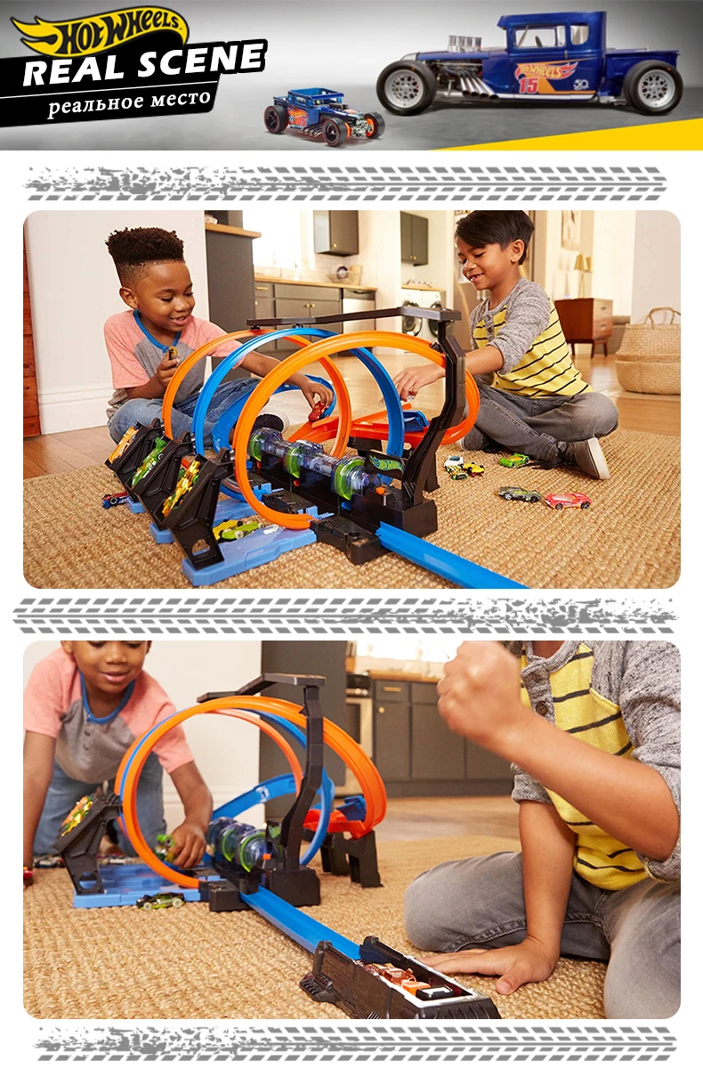 Hotwheels детские игрушки спортивный автомобиль гоночный трек штопор крушение трек игровой набор 360 градусов кольцо трек FTB65 оригинальная коробка для ребенка подарок