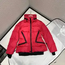 Новинка, красная теплая Женская куртка, длинное пальто для отдыха, зимний стиль