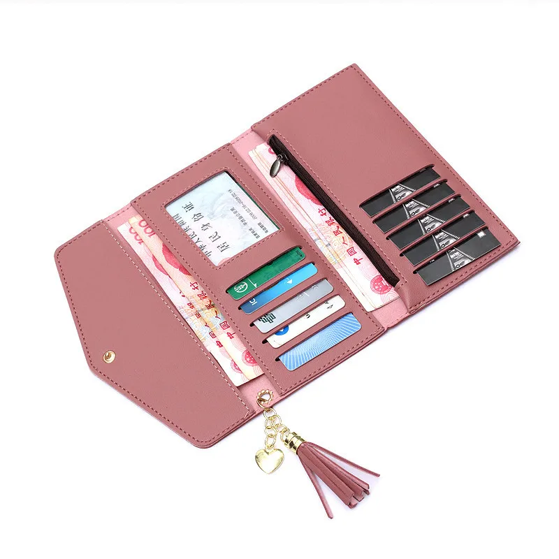 Женский Длинный кошелек кошельки кожаный с кисточками женские для монет