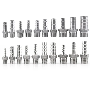 

Stainless Steel Male BSP 1/8" 1/2" 1/4" 3/4" 1" 1-1/2" Thread Pipe Fitting Barb Hose Tail Connector 6mm to 32mm Tools Accessory