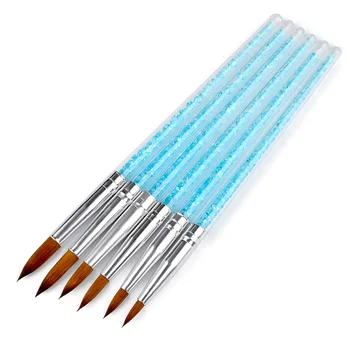 

6Pcs/Set Women Nail Art Brush Pen Rhinestone Acrylic Handle Carving Nails Painting Poly Gel Brush Tips Liner Manicure Tools