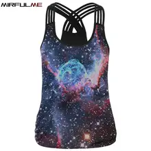 Женский спортивный жилет Галактика 3D принт Femme Йога Рубашка Тонкий Бег Фитнес Футболка открытая спина поперечная полоса спортивный бюстгальтер тренировочная блуза