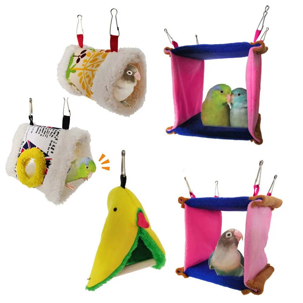 Bird House Bird Hammock Parrot Hammock Bird Nest Warm Thick Cotton Tunnel Cylinder Tent