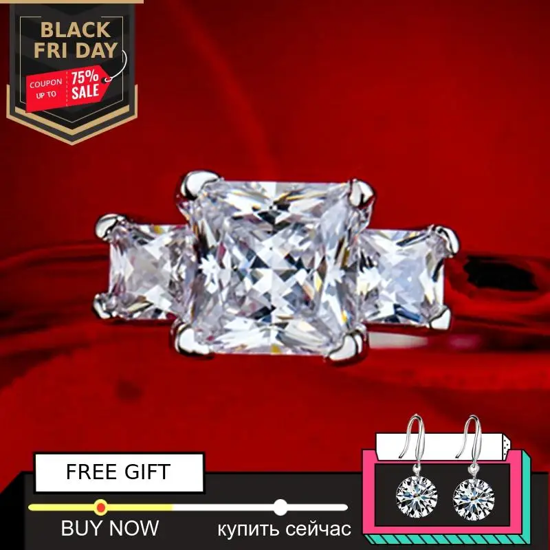 

5.5mm S925 Fine Jewelry sterling silver ring Lab-created diamond Carat 4Cs wedding proposal dream