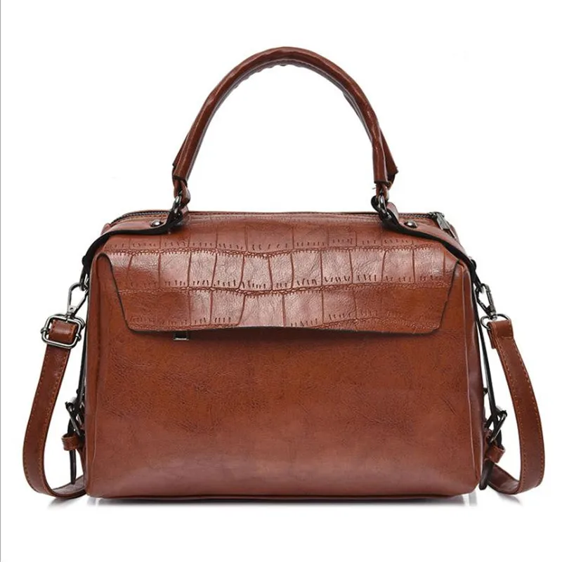 

simple elegant Boston soft PU leather ladies bag