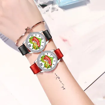 

Christmas Gift Printed Women Watch Bracelet Dial Belt Inlaid With Diamond Digital Scale Women Wristwatch watch for women 2020