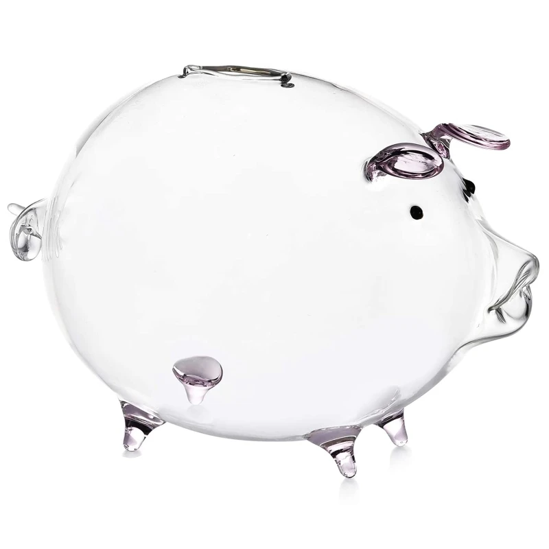Pig Piggy Bank Money Boxes Coin Saving Box Cute Transparent Glass Souvenir Birth U2JC | Дом и сад