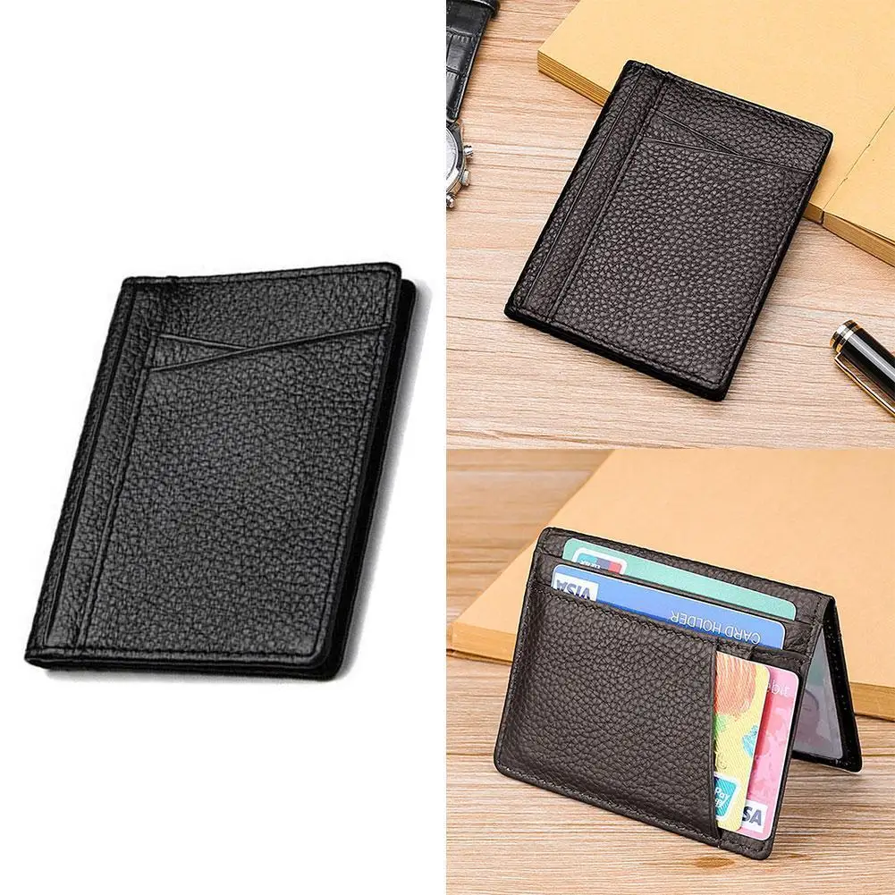 

1pc Business Super Slim Soft Wallet Cowhide Leather Ultra-thin Credit Men Bus Card Wallet Card Card Purse Wallet Mini Holde O1P0