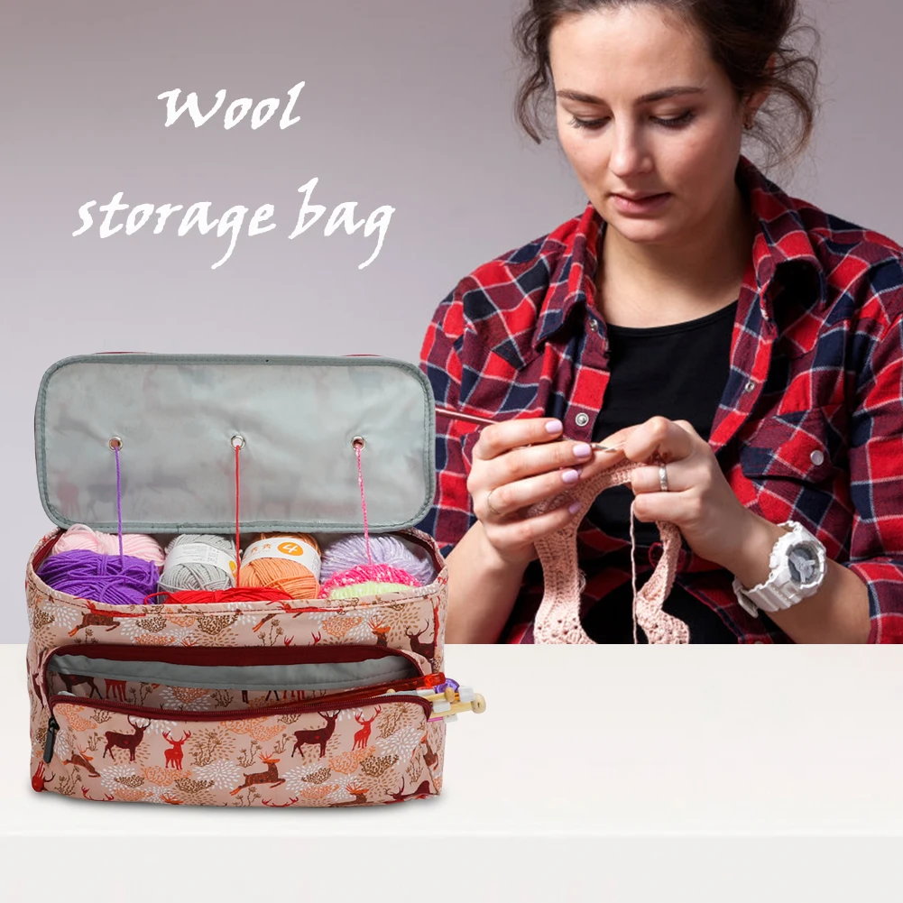 KOKNIT 12 Styles Knitting Bag Organizer Yarn Storage Case For Crocheting  Hook Knitting Needles Wool Storage Tote Bag For Women