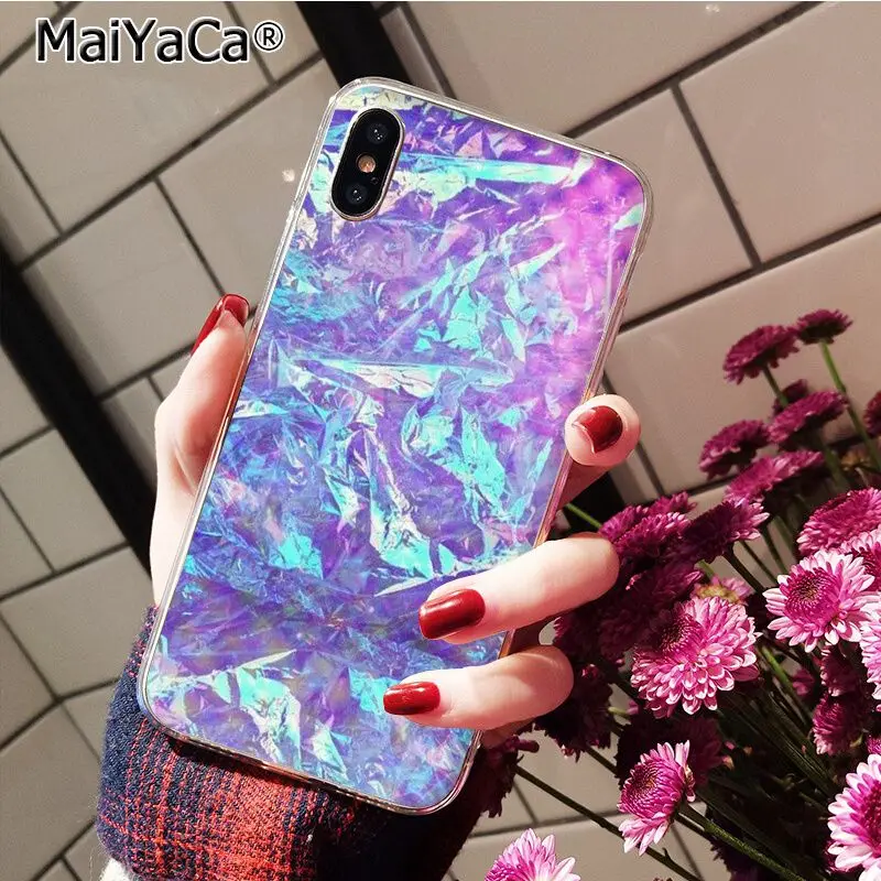 MaiYaCa розовая блестящая голографическая Эстетическая бисер для украшения iphone 11 Pro 11Pro MAX 8 7 6S Plus X XS MAX 5 5S SE XR 10 чехлов - Цвет: A5