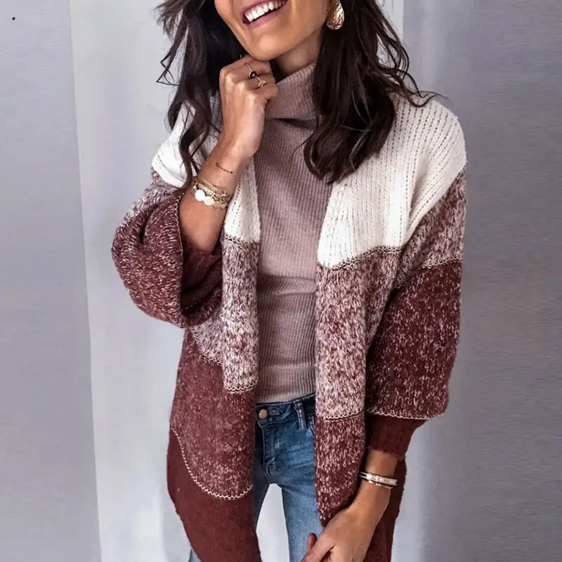 Women 2019 Autumn Winter Cardigans Female Striped Knitted Jackets and Coats Ladies Long Sweater Outerwear Plus Size |