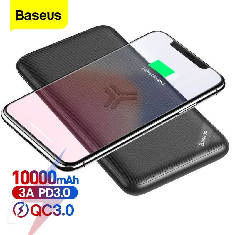 Baseus Qi Беспроводное зарядное устройство портативное 10000 Ма внешняя батарея 18 Вт
