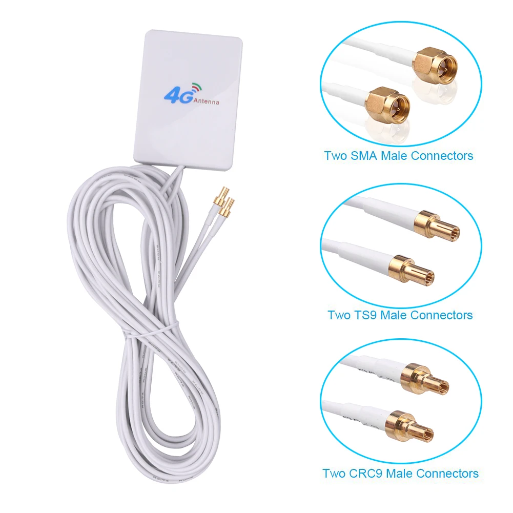 TS9 CRC9 SMA разъем 4g LTE панель с антенной двойной ползунковый разъем белый с 2,9 м провод для huawei 3g 4G LTE модем-маршрутизатор Антенна
