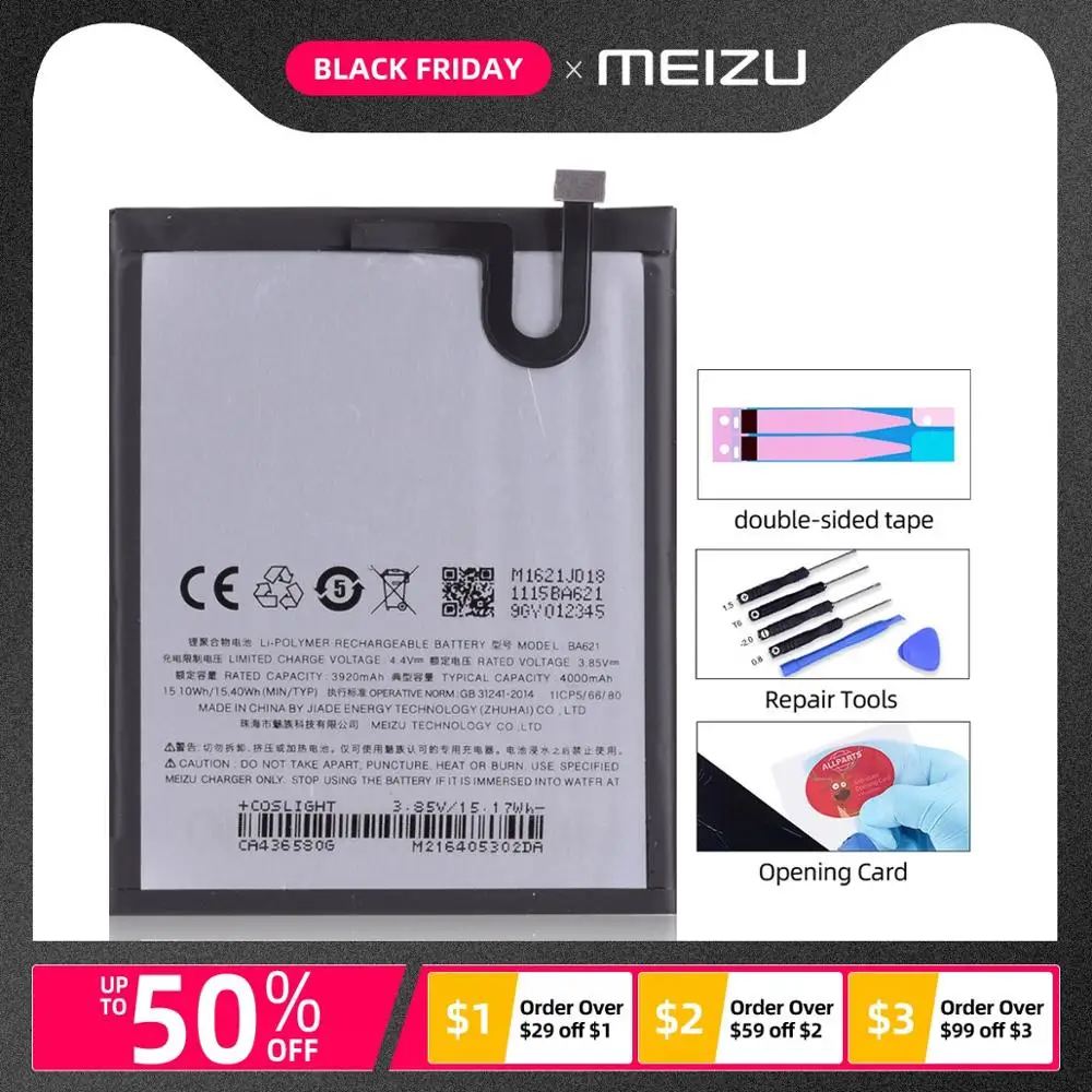 

Battery For MEIZU M5 NOTE BA621 3.85V 4000mAh Full Capacity