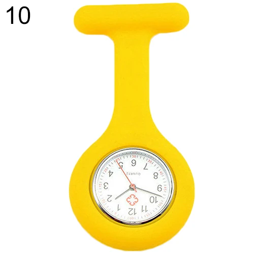 Повседневный Женский кармашек для часов Часы Милые силиконовые часы для Медсестры Брошь кармашек для часов Туника часы с кварцевым механизмом - Цвет: Цвет: желтый