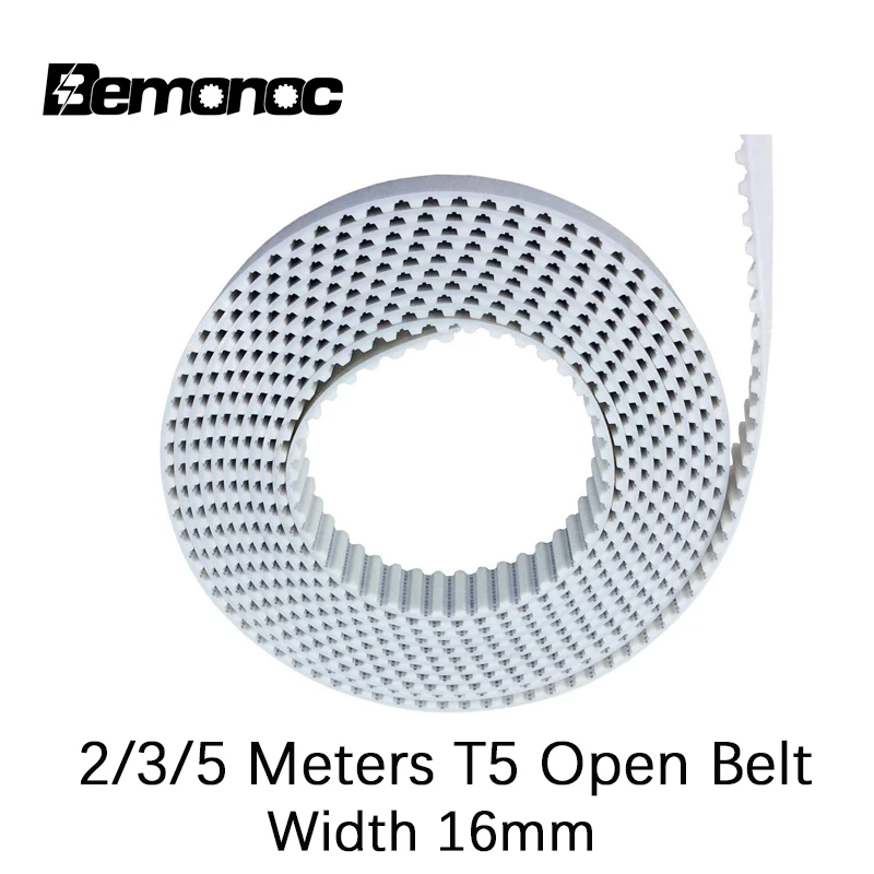 

Bemonoc 2/3/5meters T5 PU Open Belt T5 Timing Belt T5 16MM White Polyurethane with Steel Core Belt Width 16mm For 3D Printer