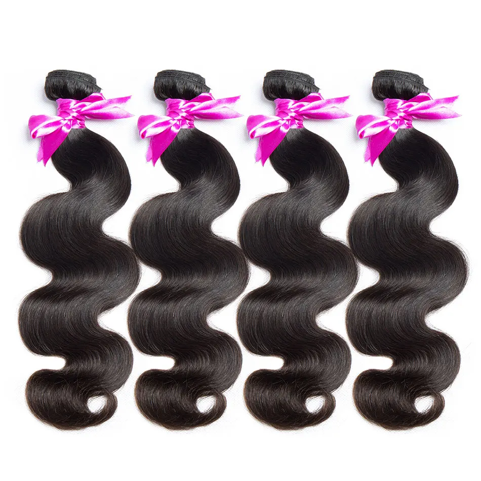 Alibele перуанские объемные волнистые волосы 4 пучка натуральные черные цвета Remy