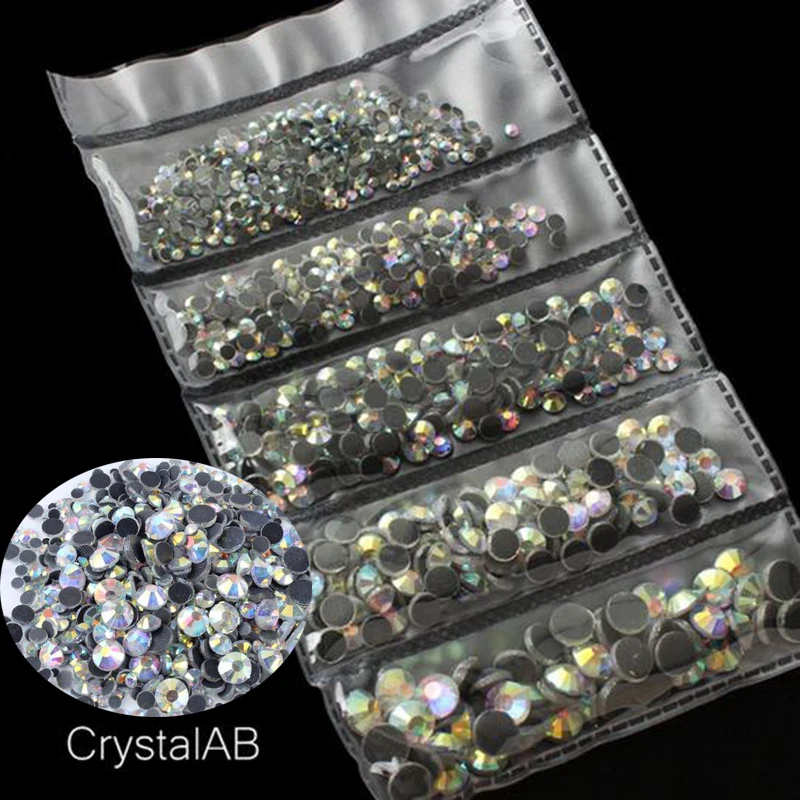Crystal Gold Ab Отличные блестящие стразы 1200 SS6-SS30 разных размеров, стразы для горячей фиксации, цветные стеклянные клеевые Стразы для одежды - Цвет: Crystal Gold Ab