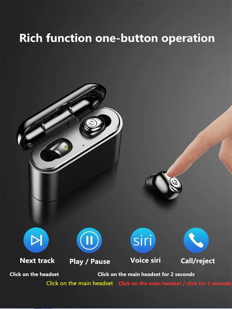 TWS Bluetooth наушники Streo для iPhone samsung Беспроводные наушники с беспроводной зарядкой чехол 5D стерео наушники для huawei