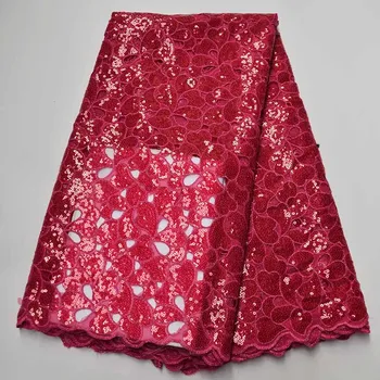 

Wholesale Sequins African Mesh Lace Fabric 2020High Quality French Nigerian Embroidery Tulle Net Lace Fabrics For Wedding 5Yards