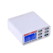 6-Порты и разъёмы USB смарт-телефон Зарядное устройство ЖК-дисплей большой Экран Дисплей автоматической идентификации Напряжение тока мобильного телефона зарядная станция