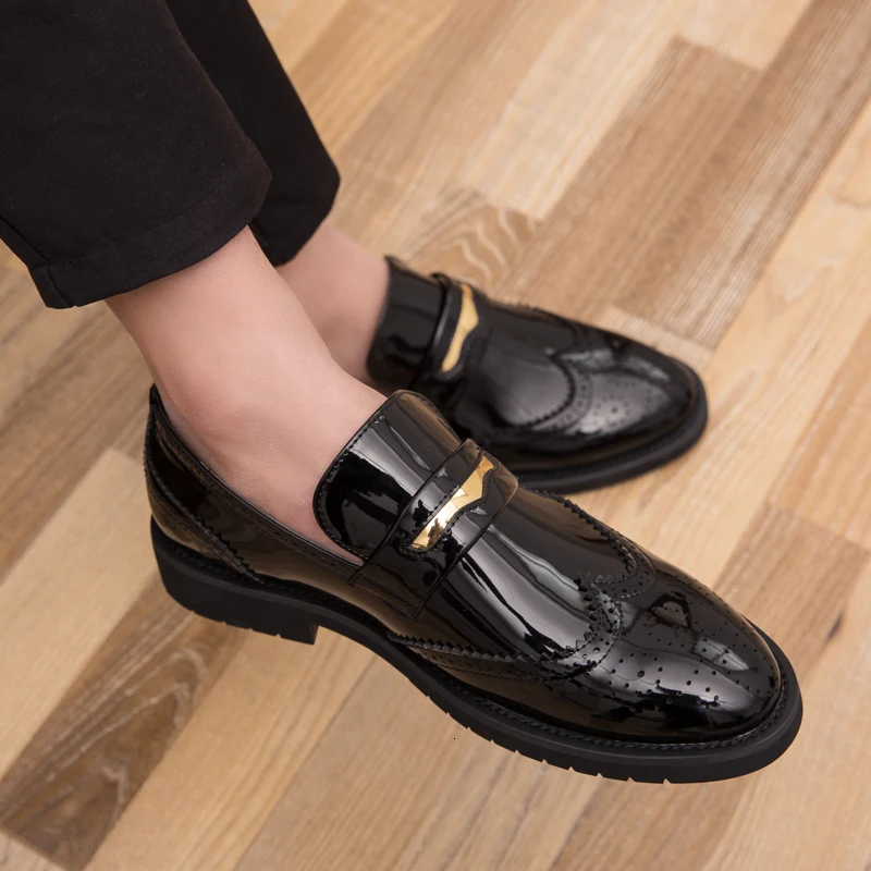 

Luxury brand Men Dress Shoes Business Wedding party Shoes For Male round Toe Leather Oxfords Formal Shoes big size 48 L5