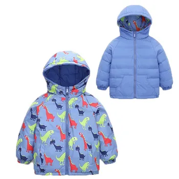 

Kids down coat Childrens jacket wear on both sides boys coats snowsuit hooded parka girls down coat winter overalls for children