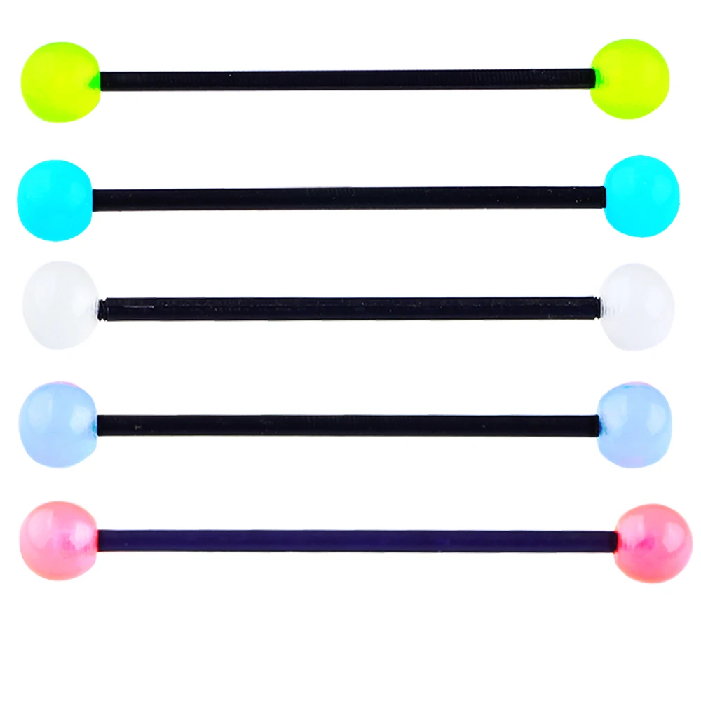 

JUNLOPWY Acrylic UV 14G Ear Cartilage Tragus Earring Industrial Barbells Piercings Bar Helix Body Jewelry 100pcs Mix 5 Styles