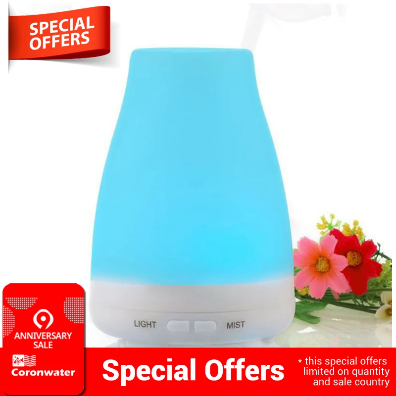 

100ml Aroma Essential Oil Diffuser Ultrasonic Air Humidifier with 7 Color Changing LED Lights for Office Home