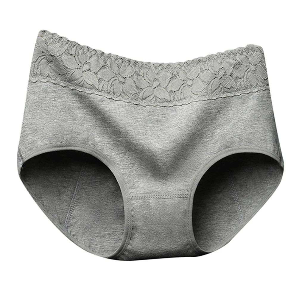 Women's Period Panties Soft Comfortable Elastic Cotton Physiological Underpants Briefs Underwear Lingerie Gray