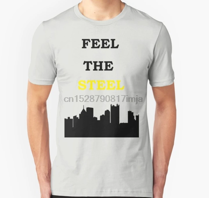Men tshirt FEEL THE STEEL Pittsburgh Football Design T Shirt women T-Shirt tees top | Мужская одежда