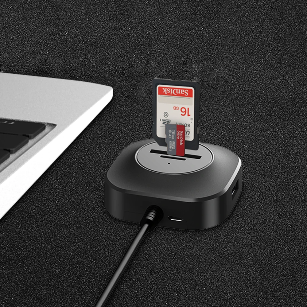 USB 2,0 концентратор 5 портов, usb-хаб с SD/TF кард-ридером портативный супер скорость совместим для всех ноутбуков