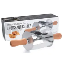 Рулонный резак из нержавеющей стали для изготовления Круассанов для хлеба, колесо для теста, деревянная ручка ножа, инструмент для выпечки, кухонный нож