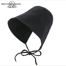 BINGYUANHAOXUAN, новинка, Панамы, винтажные, на шнуровке, Панамы, одноцветные, хлопковые шляпы, модные летние шляпы от солнца