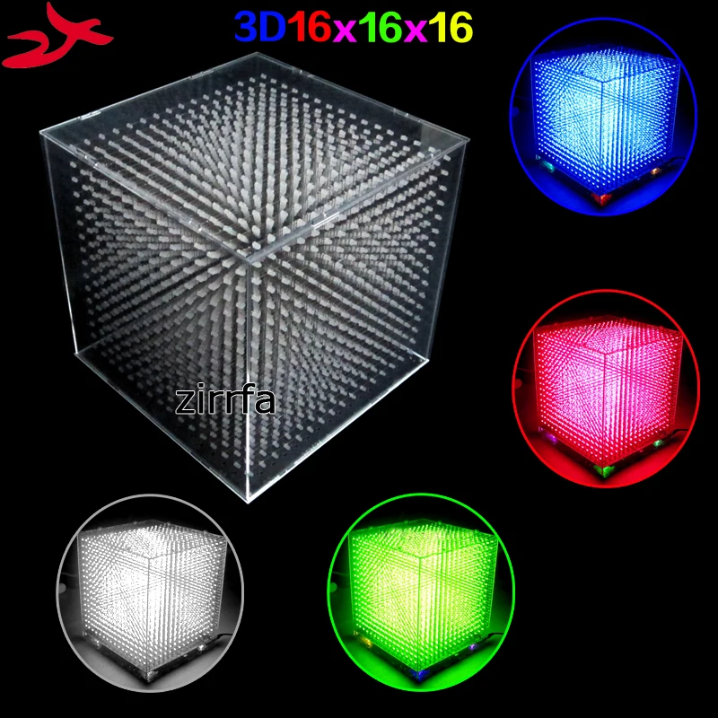 Zirrfa мини светильник светодиодный музыкальный спектр 3D 16 16x16x16x16 электронный набор