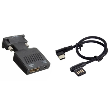 

1 Set 1080P VGA Male To HDMI Female Adapter Converter & 1 Pcs USB-C 3.1 Type-C To Left Right USB 2.0 Data Cable