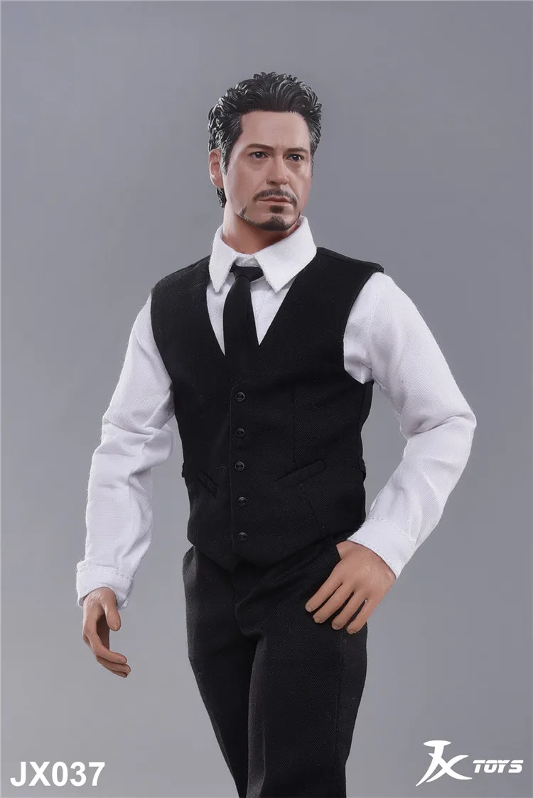 JXTOYS-037 1/6 Scale Male Figure Clothes Vest Suit Iron Man Tony Head Body Gentleman Clothes SModel for 12'' Action Figure DIY