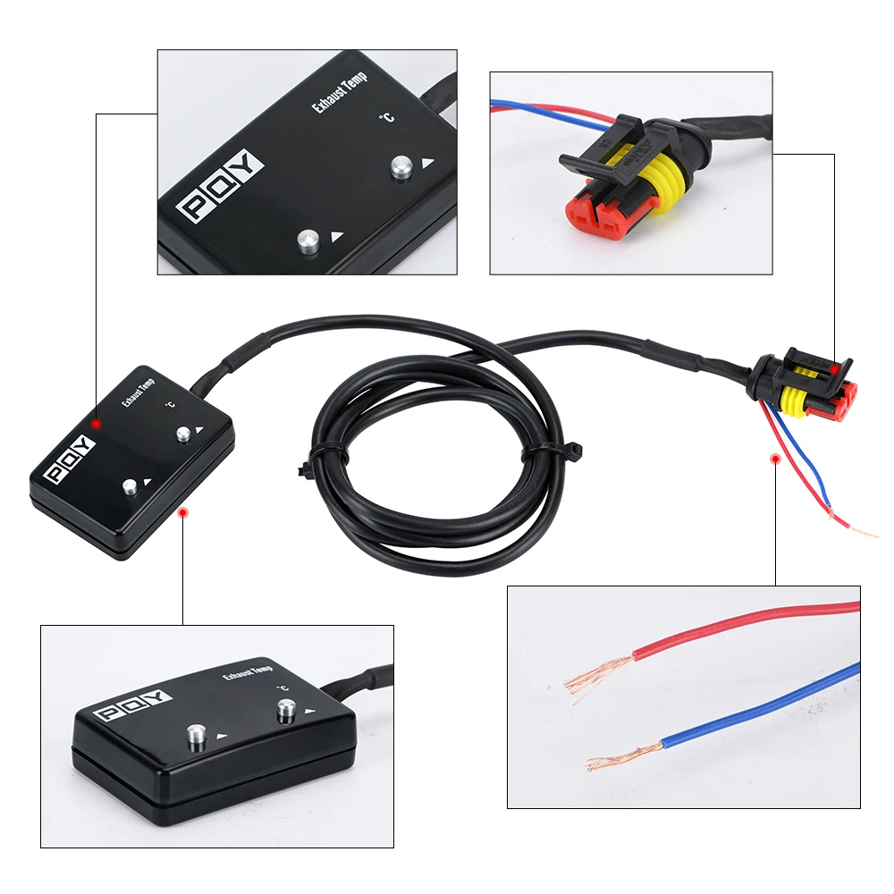 Digital Thermometer Digital Temperature Controller Car Gauge Exhaust Temperature Sensor Car Exhaust Temp Gauge for 4WD Hilux Patrol EGT