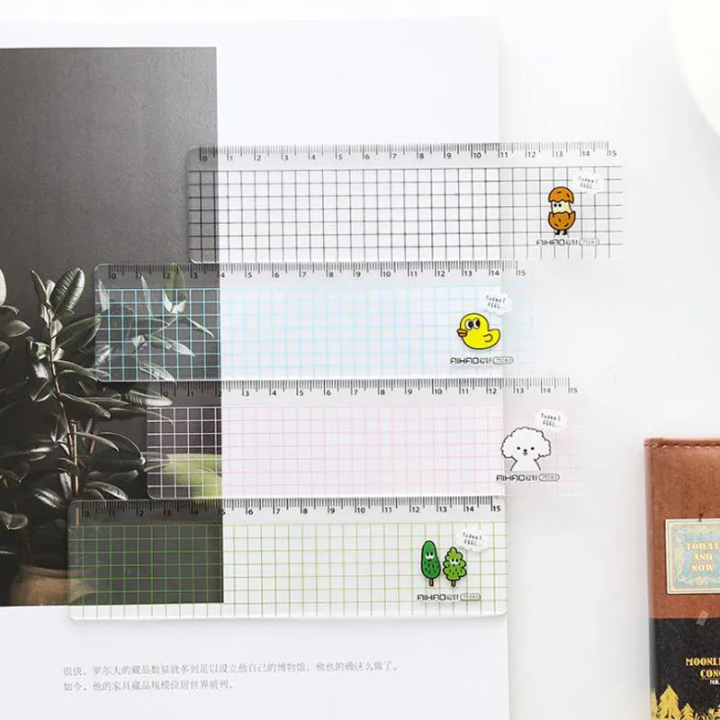 

1 Pcs Cute 15cm Animals Transparent Ruler Plastic Grid Straight Rulers Learning Stationery Drawing Sketch Tools Student Supply