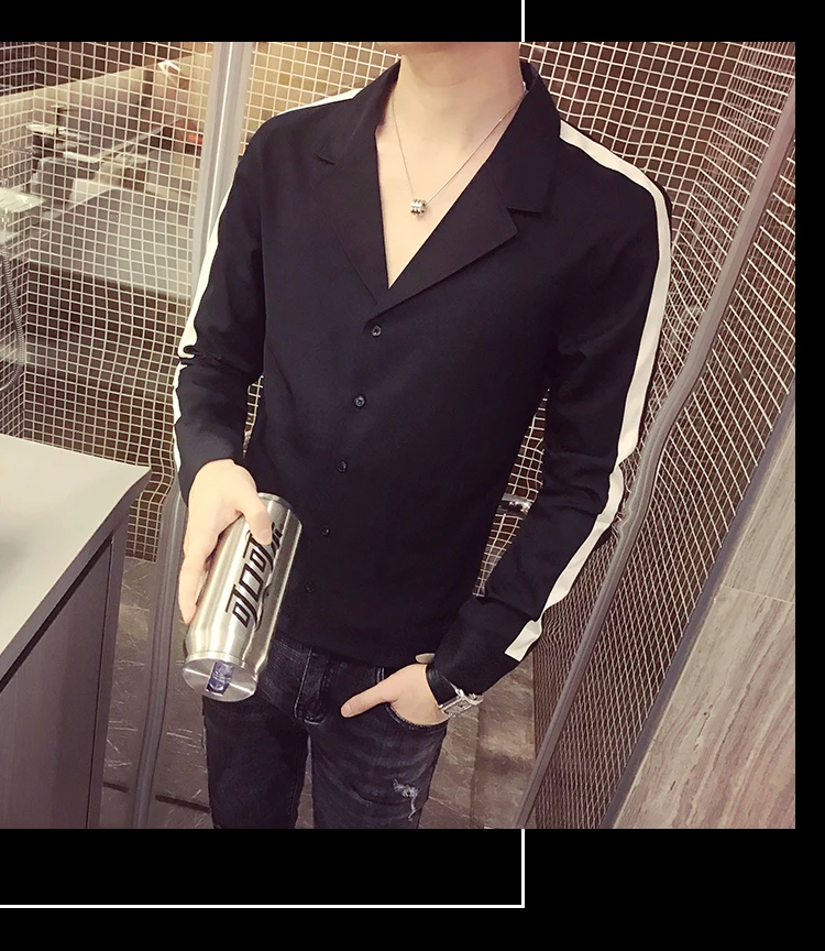 Однотонное платье в полоску сбоку, рубашка Camisa Masculina, глубокий v-образный вырез, Сексуальная рубашка без воротника, осень, уличная одежда с длинным рукавом, приталенная, v-образный вырез