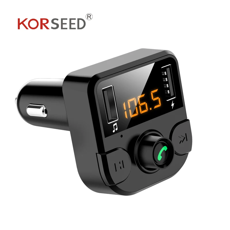 Автомобильное зарядное устройство KORSEED с двумя USB портами и FM передатчиком Bluetooth