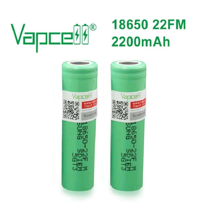 Vapcell 100% оригинал 18650 2200 мАч 22FM 3 7 в аккумуляторная батарея плоский/Кнопка Топ