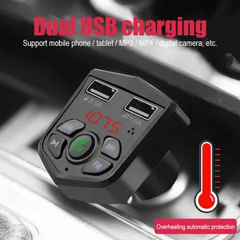 

Car Bluetooth 5.0 2.1A Dual USB FM Transmitter Wireless Handsfree Audio Receiver Auto MP3 Player Fast Charger Car Accessories