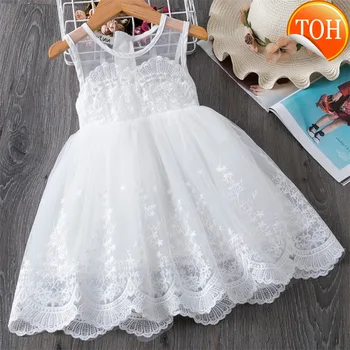 

Summer 3-8Yrs Kids Dresses for Girls Lace Tulle Wedding Dress Floral Embroidery Beading Baby Girl Sweet Dress Party Vestidos
