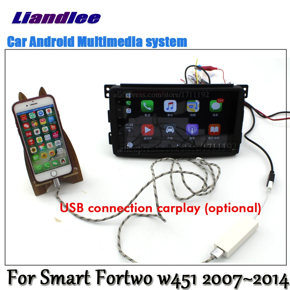 Liandlee Android 8,1 UP 4+ 64G для Smart Fortwo w451 2007~ Автомобильный ips экран Carplay BT Wifi gps Navi Карта Навигация медиа